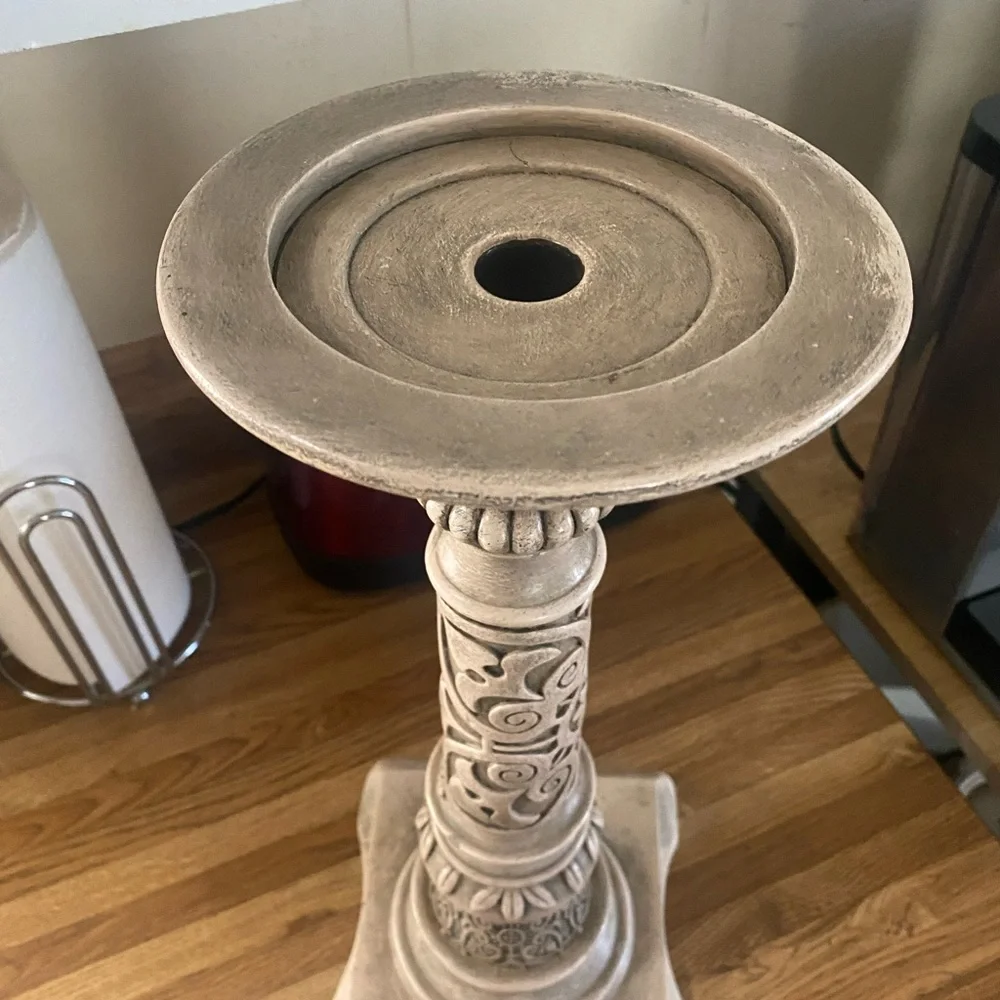 Vintage Partlite large Ornate Candle Holder, 16.5” h, heavy